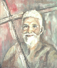 Ramana Maharishi from a painting in oils by Jayalakshmi Satyendra