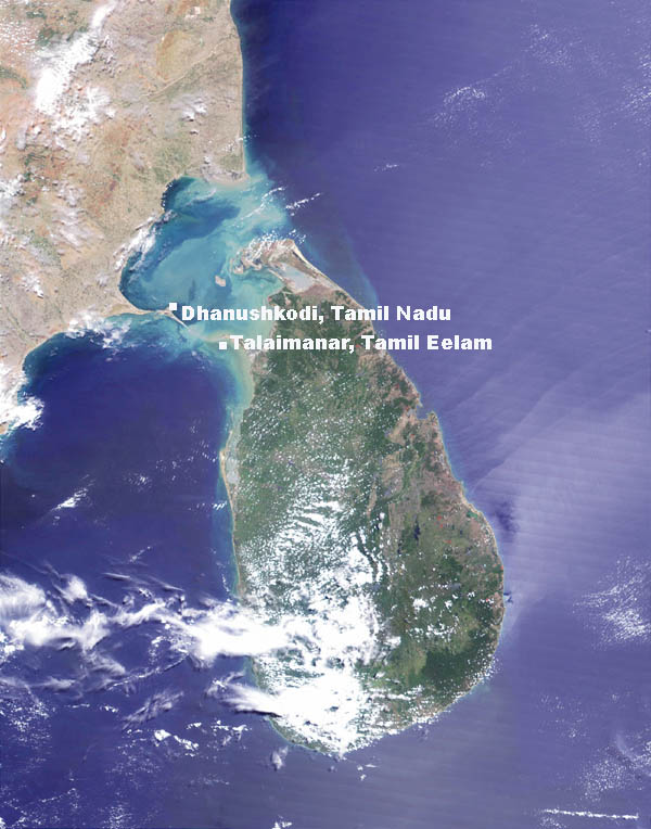 submerged 'land bridge' between Tamil Nadu and Tamil Eelam