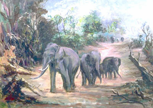 Tamil Art - Elephant Walk