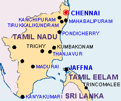 Tamil Eelam & Tamil Nadu Map