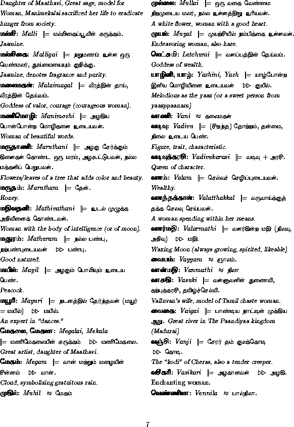 Tamil Names