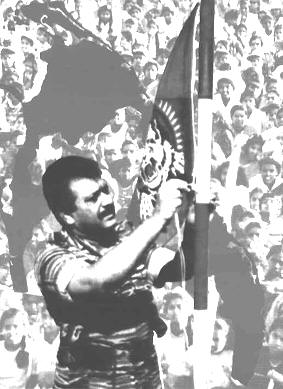 Velupillai Pirabaharan Hoisting Tamil Eelam Flag